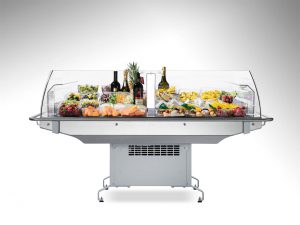 Banco frigo Galilei Refrigerazione, pieno di cibo, fotografato in studio